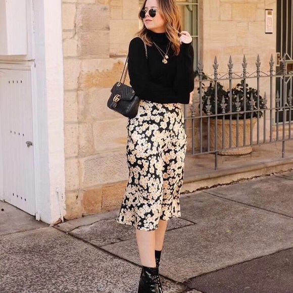 Silky Floral Midi Skirt - Picture 2 of 4